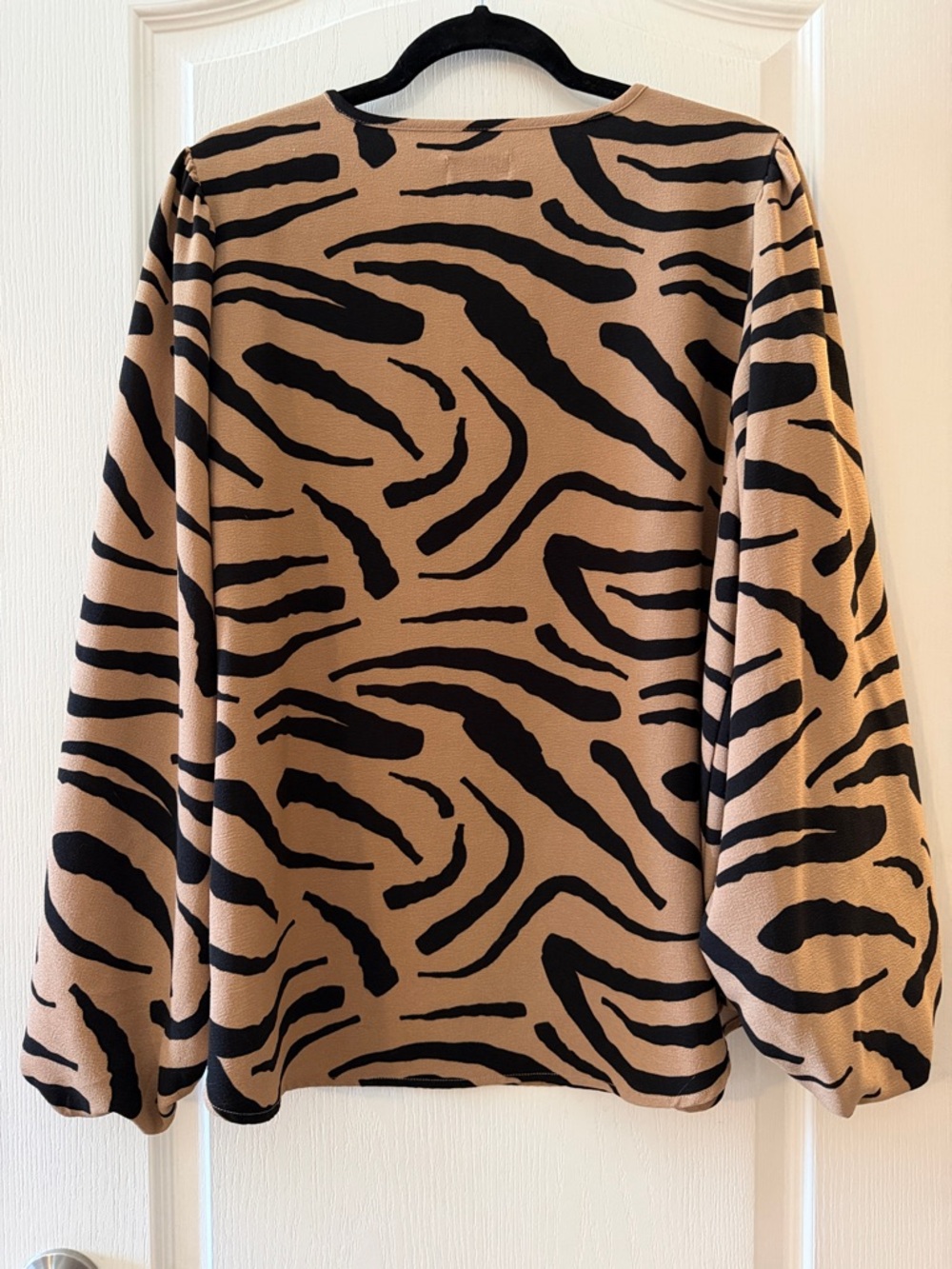 Mud Pie Animal Print V-Neck Blouse - Black & Tan - Picture 4 of 4